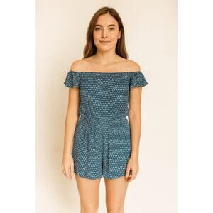 Abercrombie & Fitch Women's Floral Ruffle Romper Playsuit Blue White Size XS